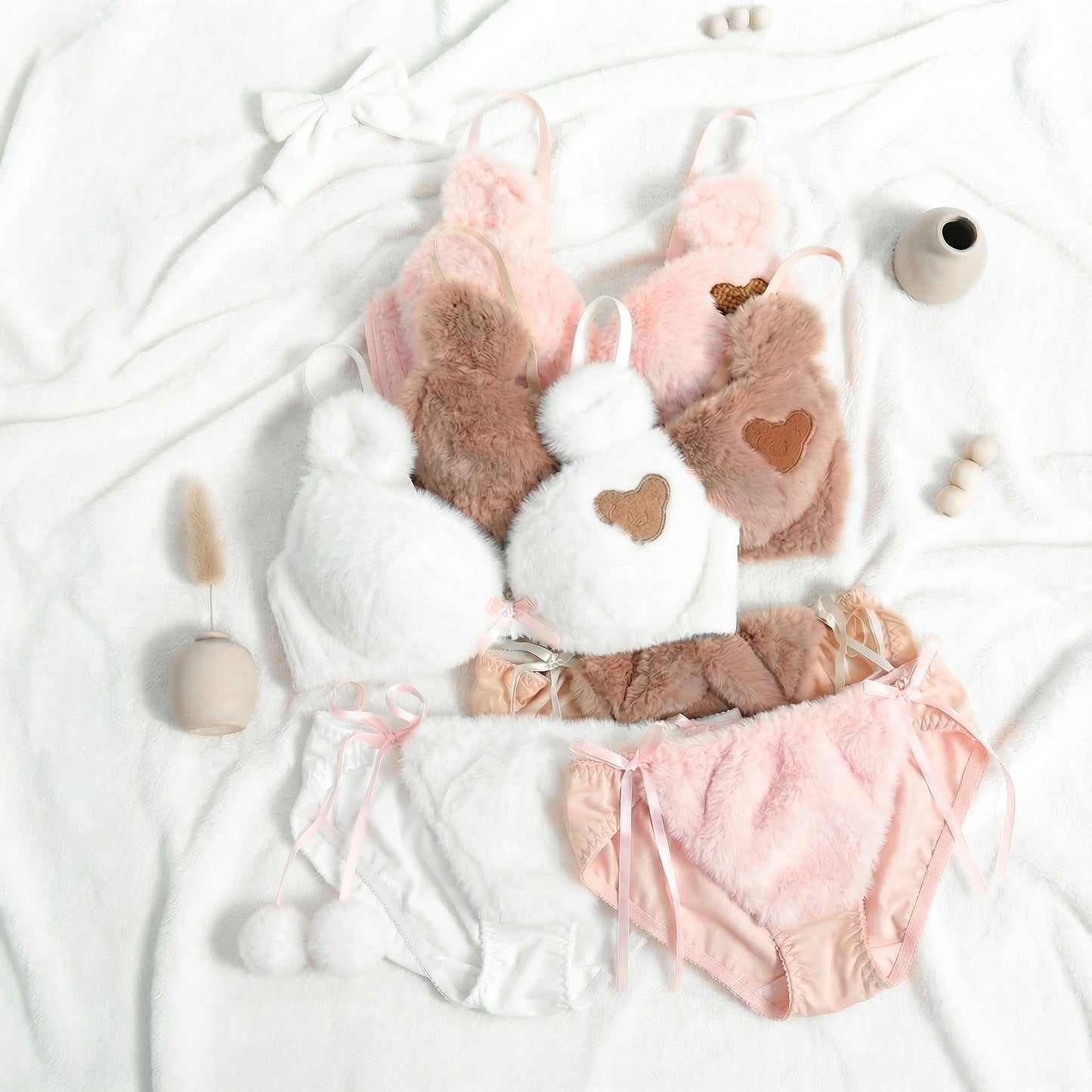 Fluffy Teddy Patch Lingerie Set