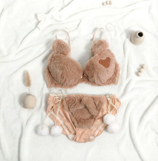 Fluffy Teddy Patch Lingerie Set