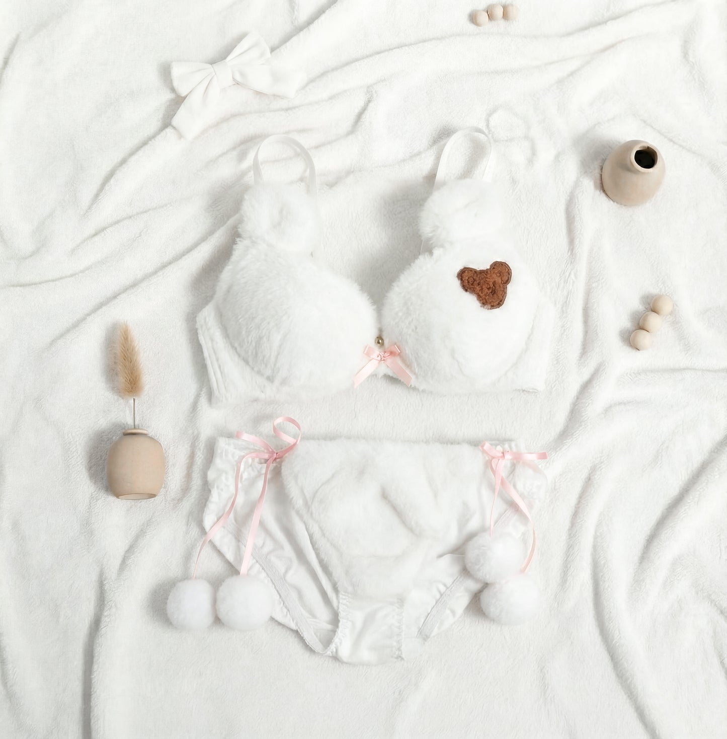 Fluffy Teddy Patch Lingerie Set