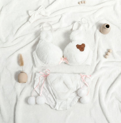 Fluffy Teddy Patch Lingerie Set