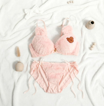 Fluffy Teddy Patch Lingerie Set